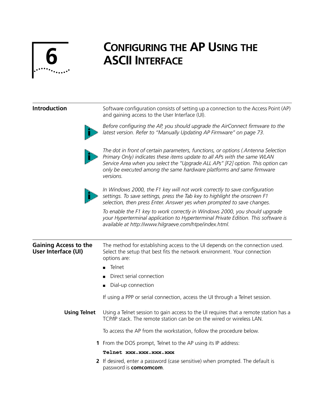 Cabletron Systems 3Com manual Ascii Interface, Latest version. Refer to Manually Updating AP Firmware on, Versions 