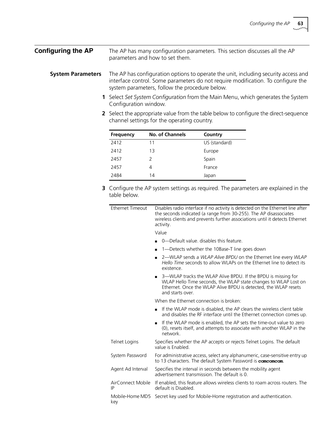 Cabletron Systems 3Com manual Configuring the AP 