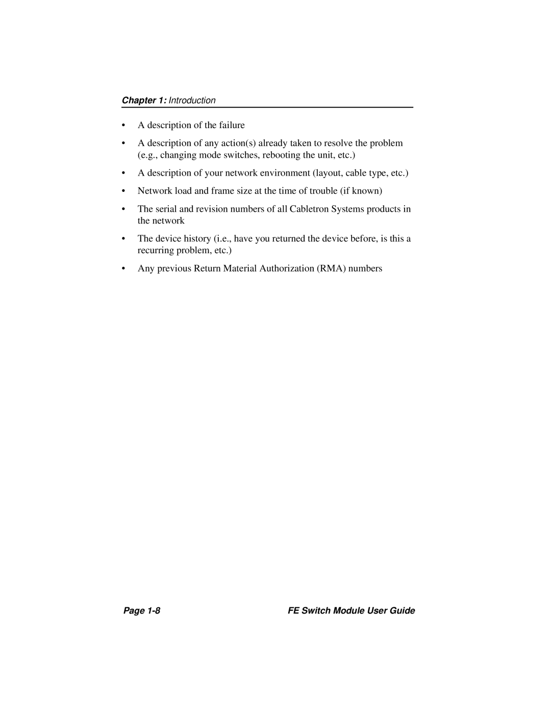 Cabletron Systems 3H02-04, 3H08-04 manual FE Switch Module User Guide 