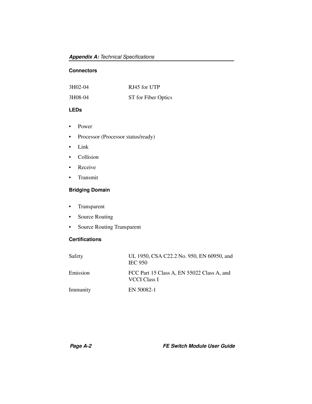 Cabletron Systems manual 3H02-04 RJ45 for UTP 3H08-04 ST for Fiber Optics 