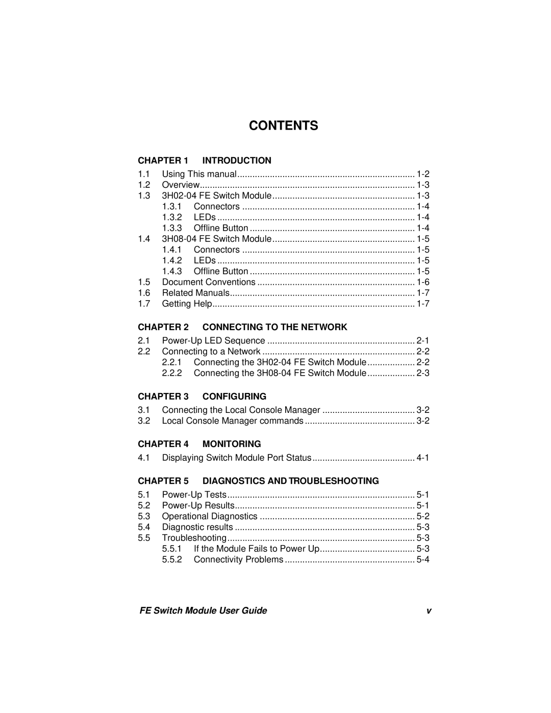 Cabletron Systems 3H08-04, 3H02-04 Contents, Chapter, Introduction, Connecting To The Network, Configuring, Monitoring 
