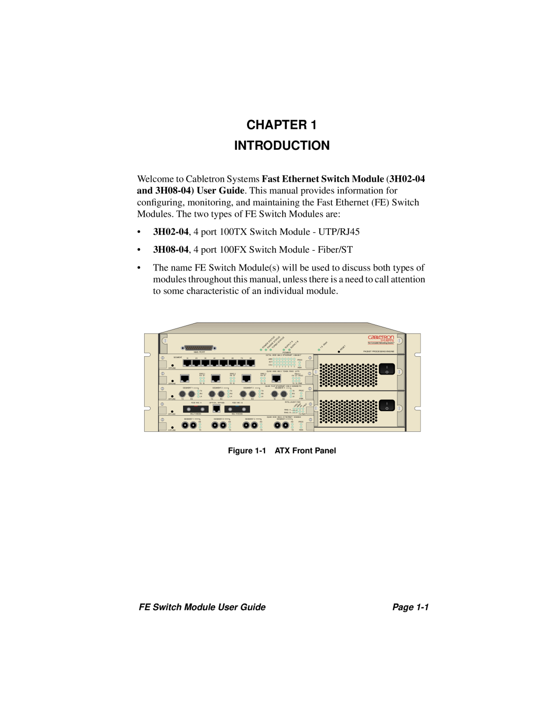 Cabletron Systems 3H08-04, 3H02-04 manual Chapter Introduction 