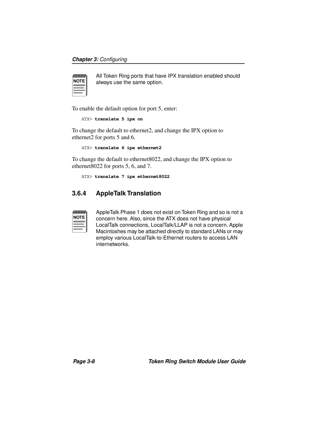 Cabletron Systems 3T02-04 manual AppleTalk Translation 