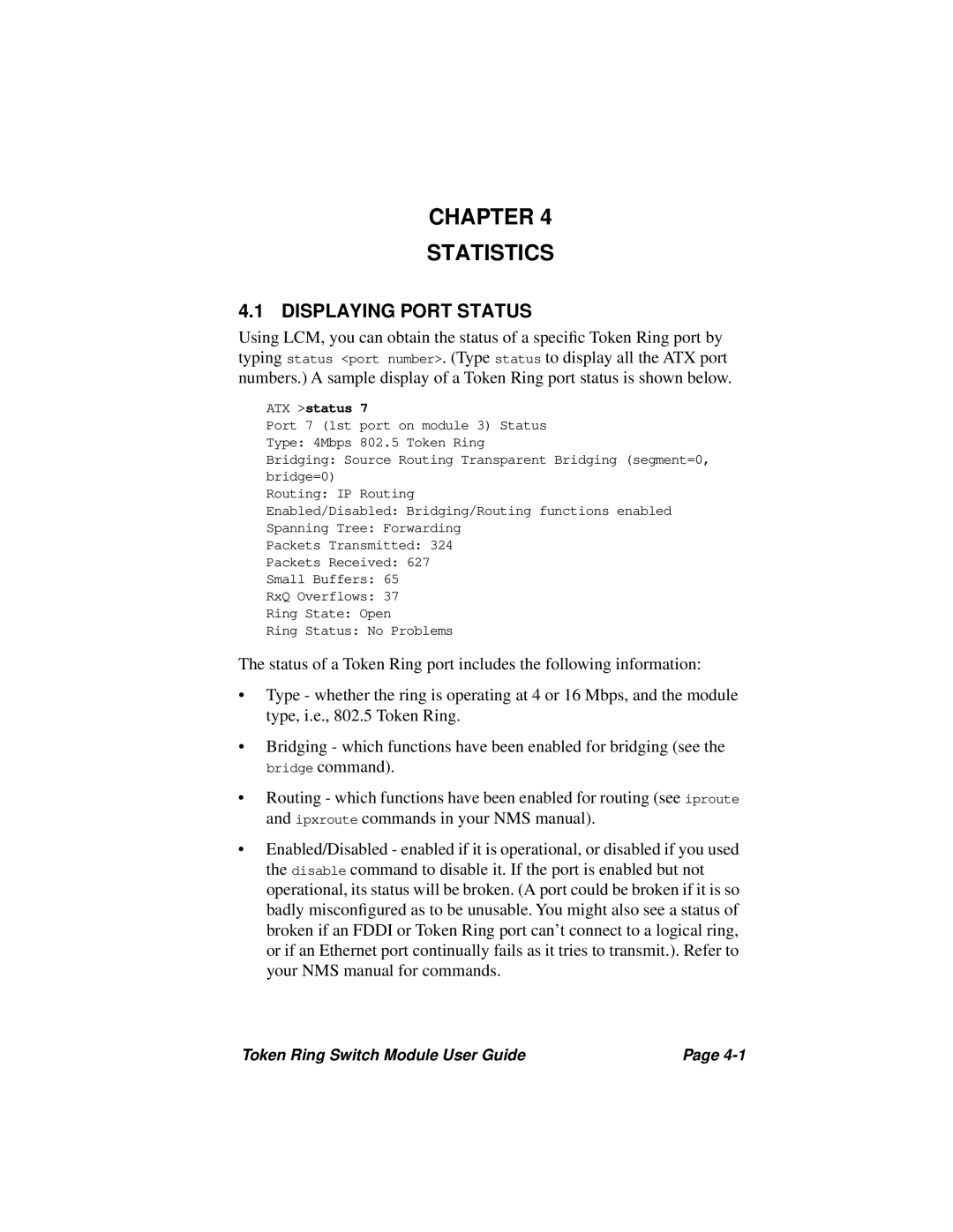 Cabletron Systems 3T02-04 manual Chapter Statistics, Displaying Port Status 
