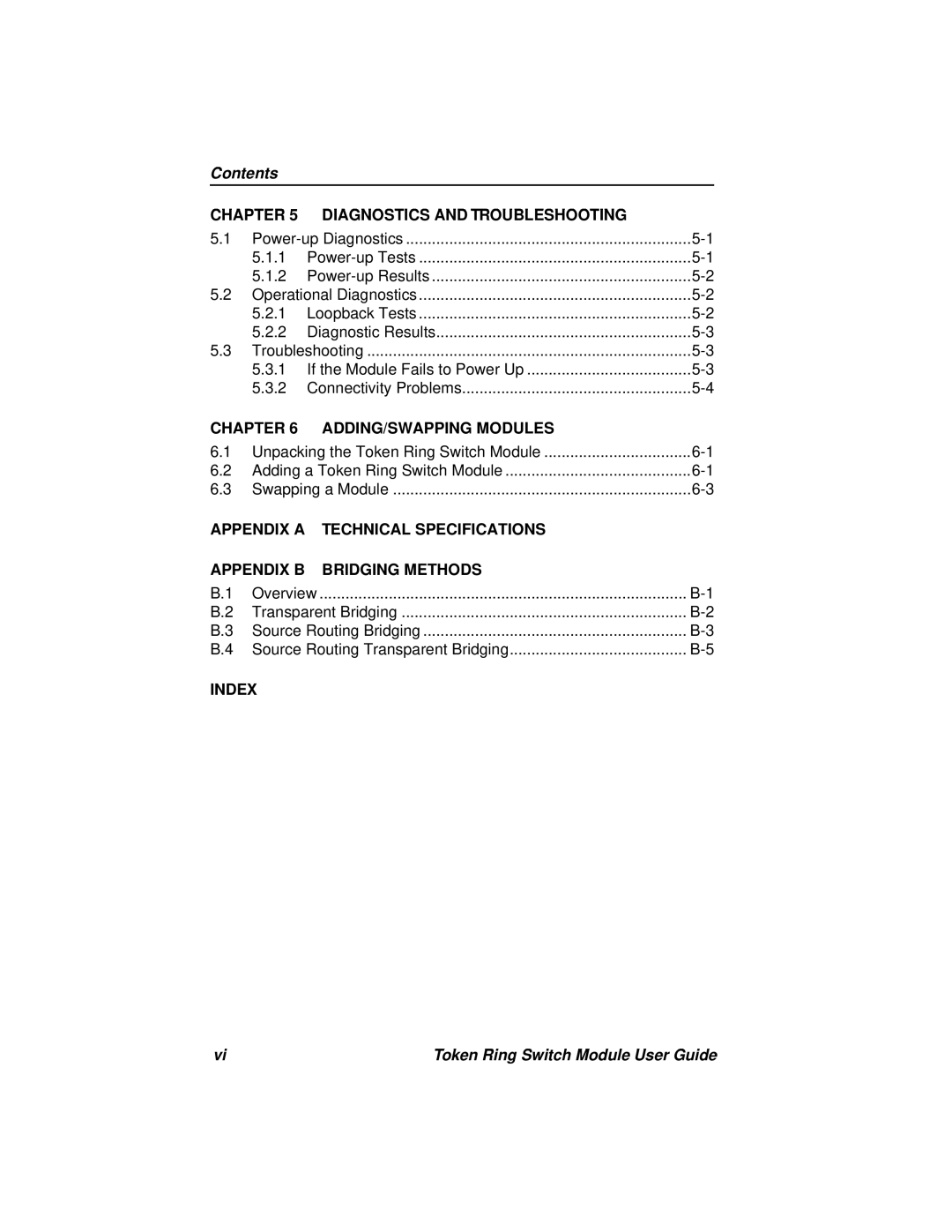 Cabletron Systems 3T02-04 Contents, Diagnostics And Troubleshooting, Chapter, Adding/Swapping Modules, Appendix A, Index 