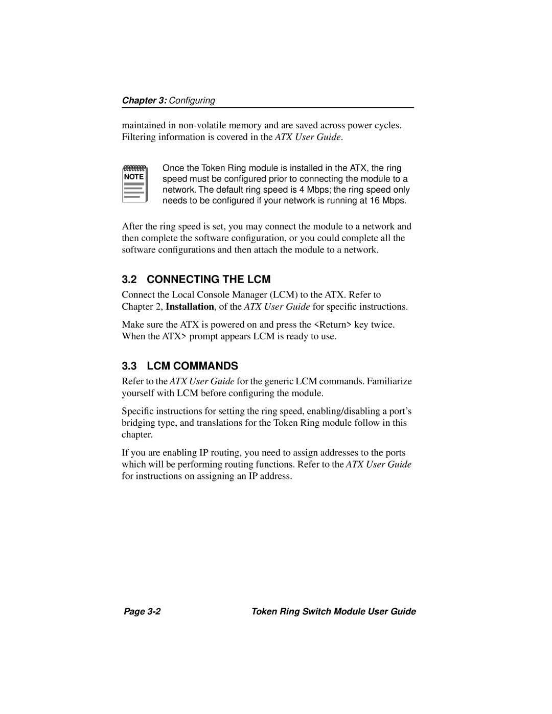 Cabletron Systems 3T02-04 manual Connecting the LCM, LCM Commands 