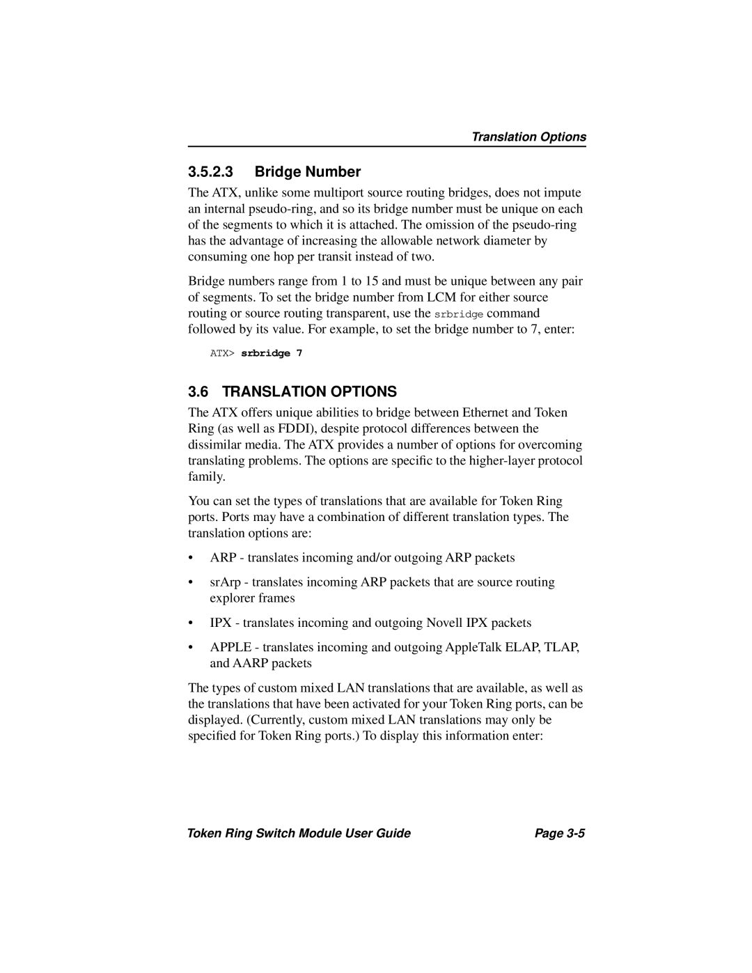 Cabletron Systems 3T02-04 manual Bridge Number, Translation Options 