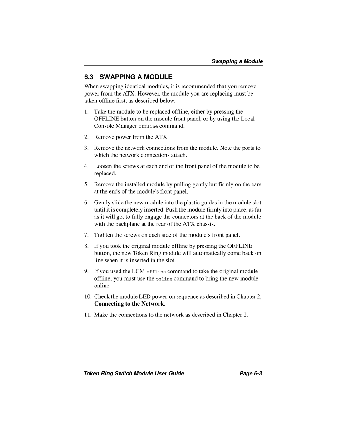 Cabletron Systems 3T02-04 manual Swapping a Module 