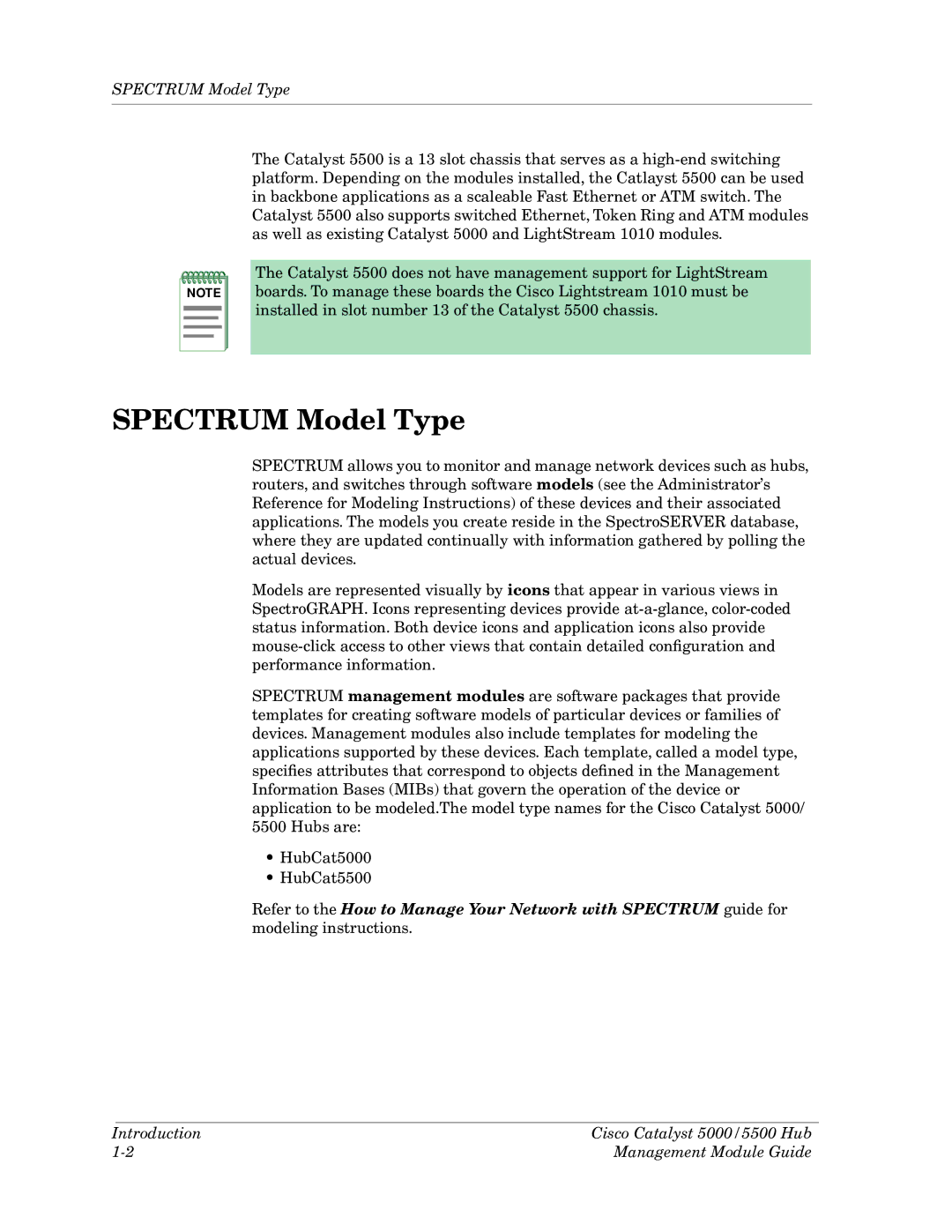 Cabletron Systems 5000, 5500 manual Spectrum Model Type 