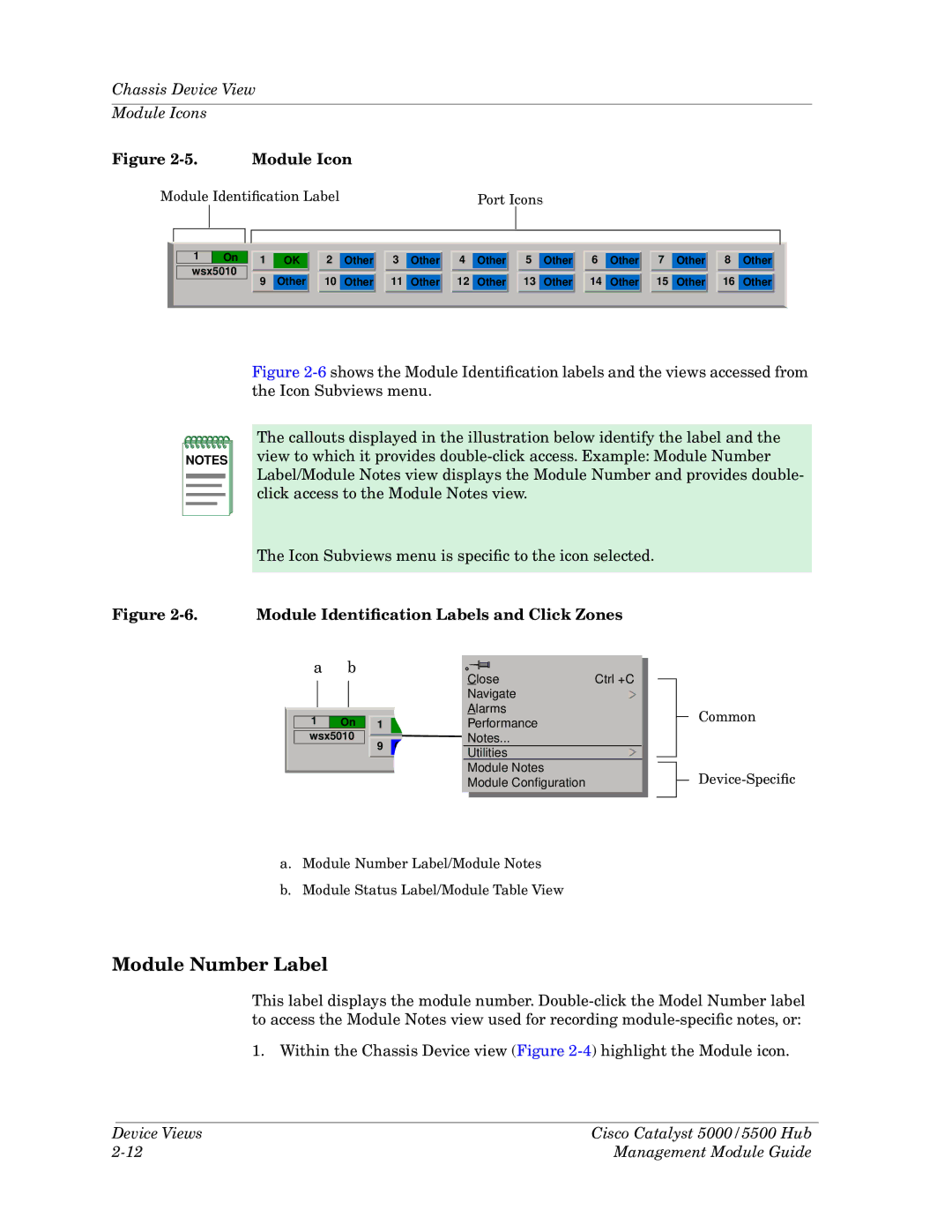 Cabletron Systems 5000, 5500 manual Module Number Label, Module IdentiÞcation Labels and Click Zones 