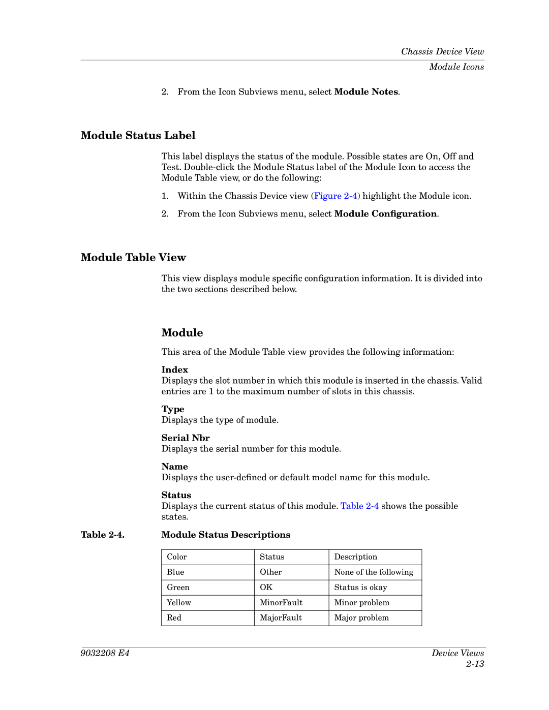 Cabletron Systems 5000, 5500 manual Module Status Label, Module Table View 