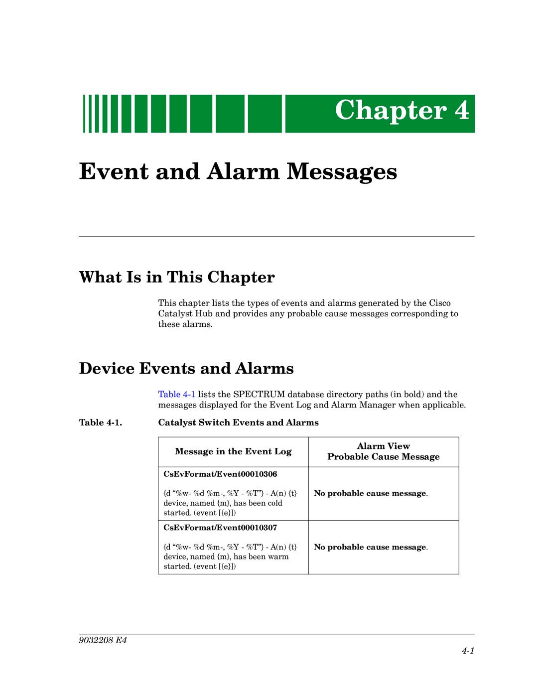 Cabletron Systems 5000, 5500 manual Event and Alarm Messages, Device Events and Alarms 