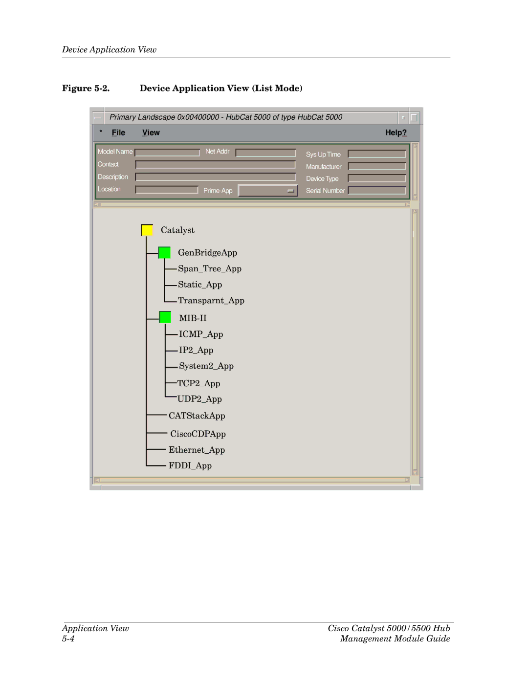 Cabletron Systems 5000, 5500 manual Device Application View List Mode 