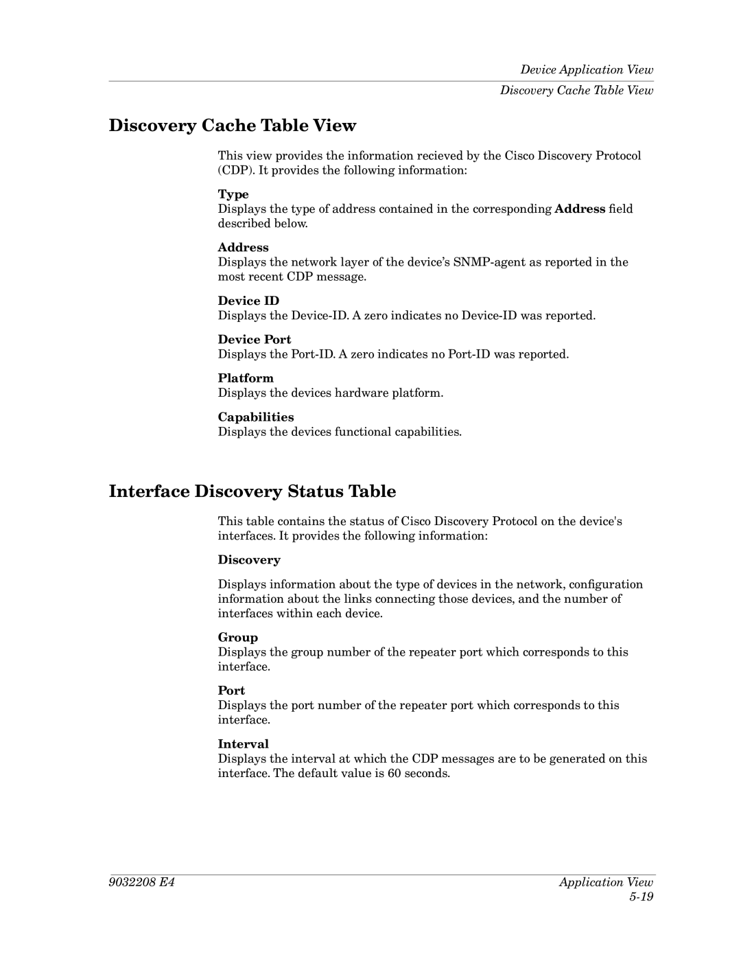 Cabletron Systems 5000, 5500 manual Discovery Cache Table View, Interface Discovery Status Table 