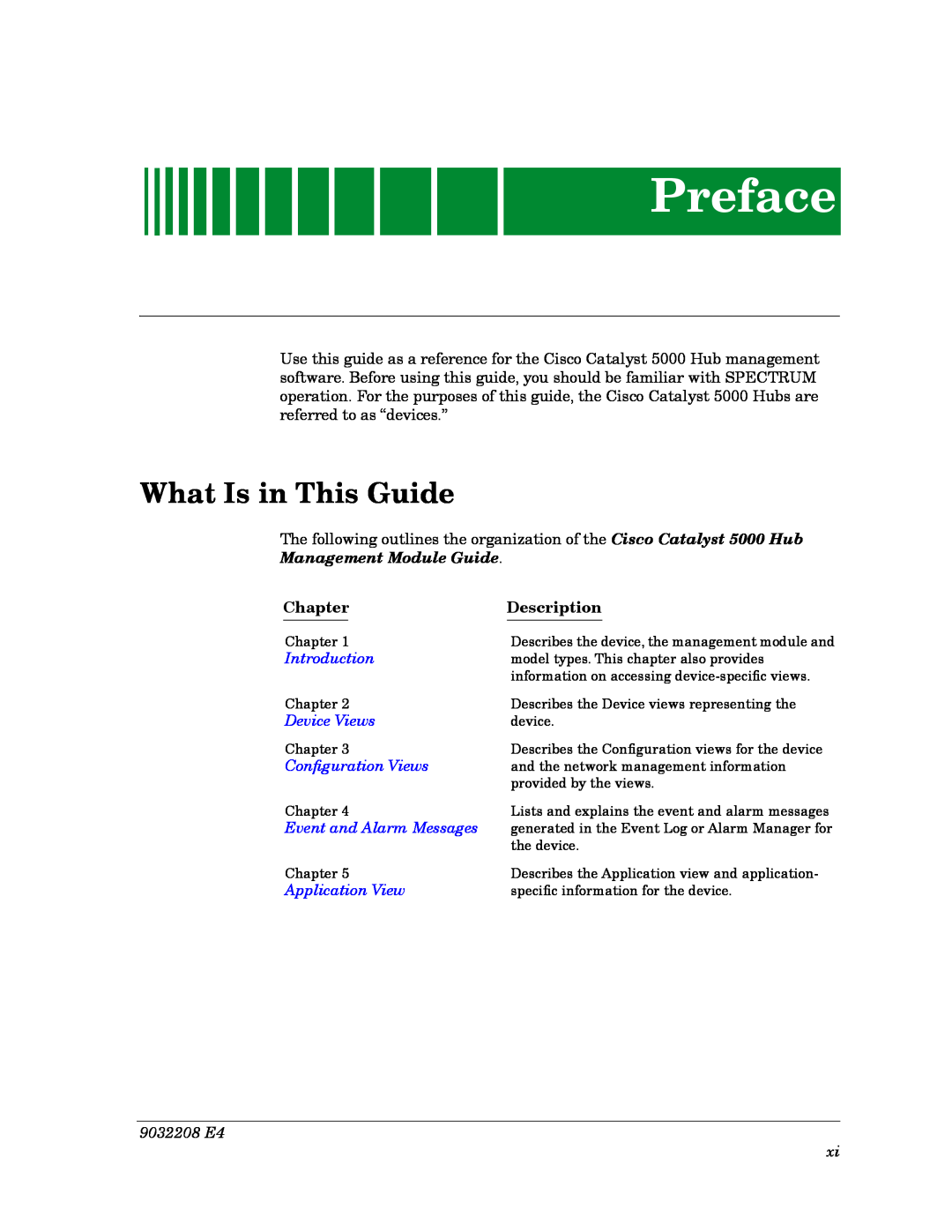 Cabletron Systems 5000, 5500 Preface, What Is in This Guide, Management Module Guide, Chapter, Description, Introduction 