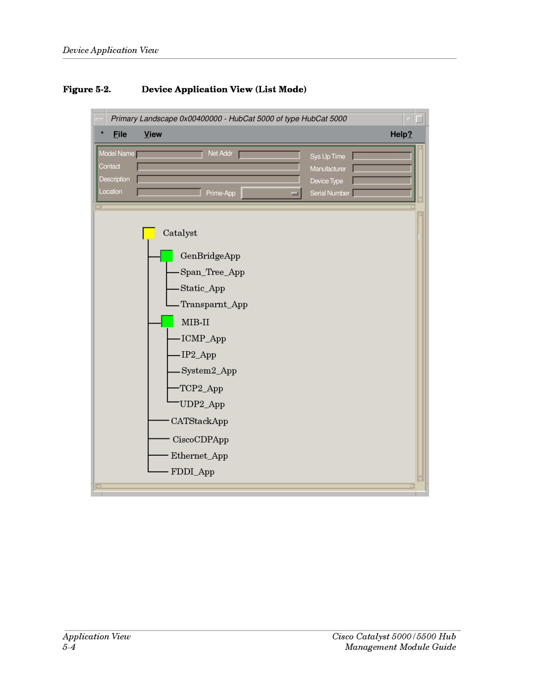 Cabletron Systems 2. Device Application View List Mode, Cisco Catalyst 5000/5500 Hub, Management Module Guide, File 