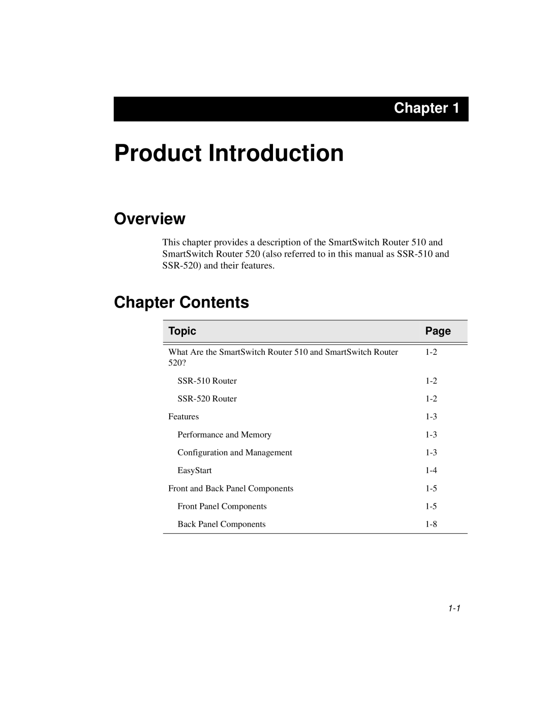 Cabletron Systems 520, 510 manual Product Introduction, Chapter Contents 