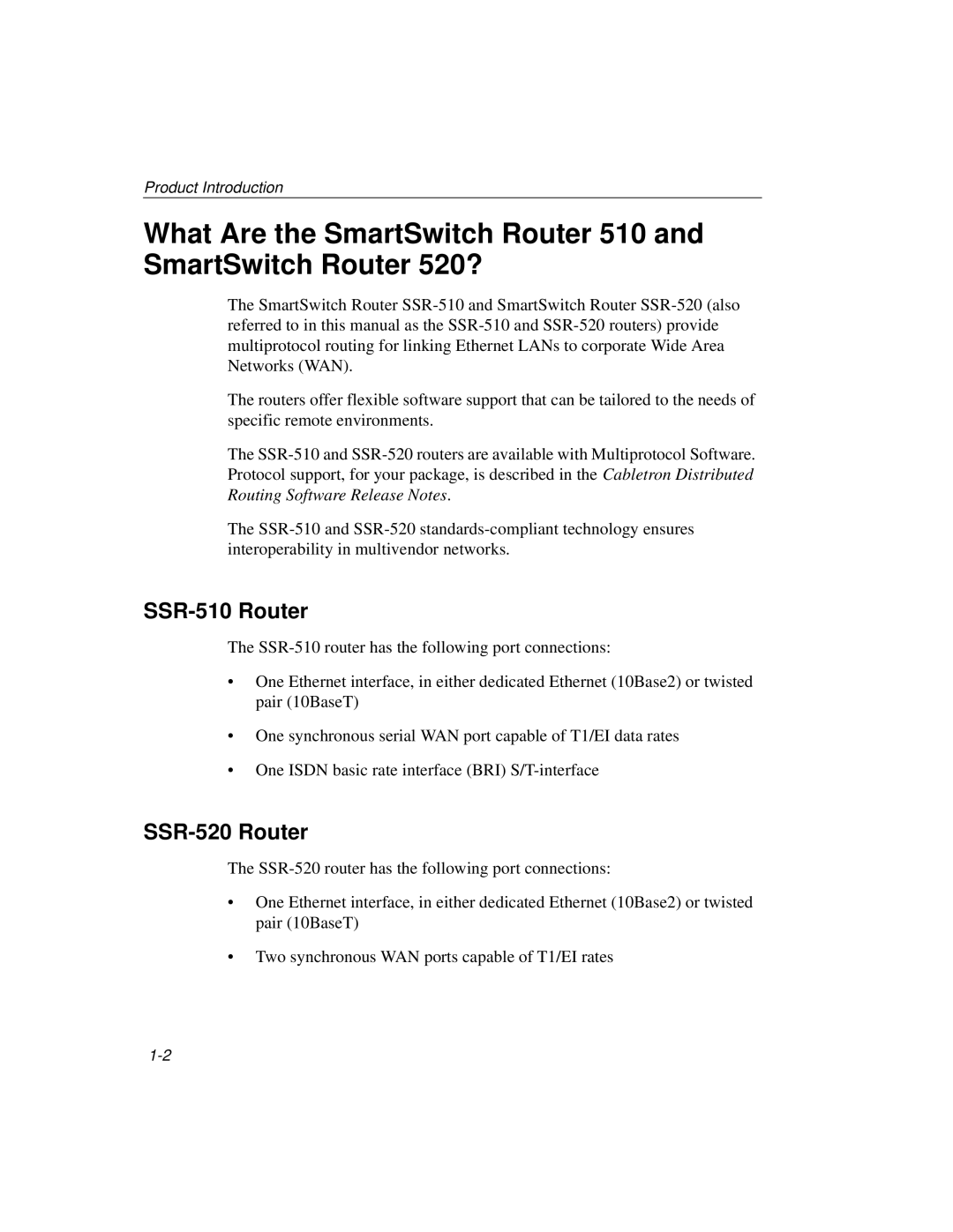 Cabletron Systems manual SSR-510 Router, SSR-520 Router 