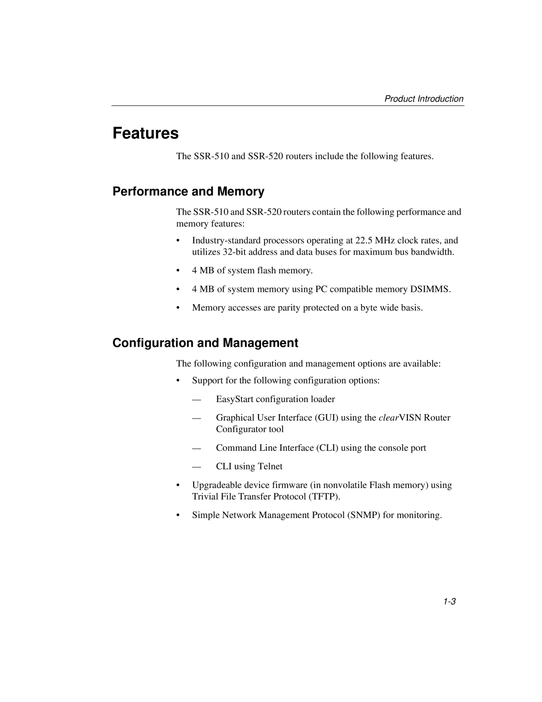 Cabletron Systems 520, 510 manual Features, Performance and Memory, Configuration and Management 