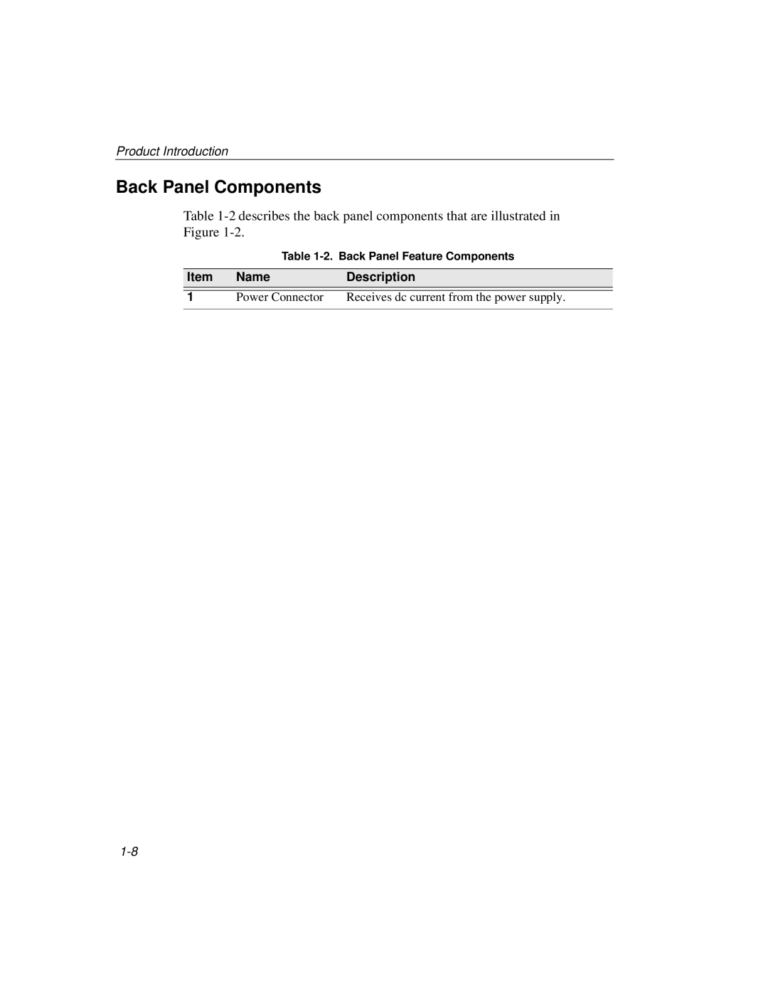 Cabletron Systems 510, 520 manual Back Panel Components, Name Description 