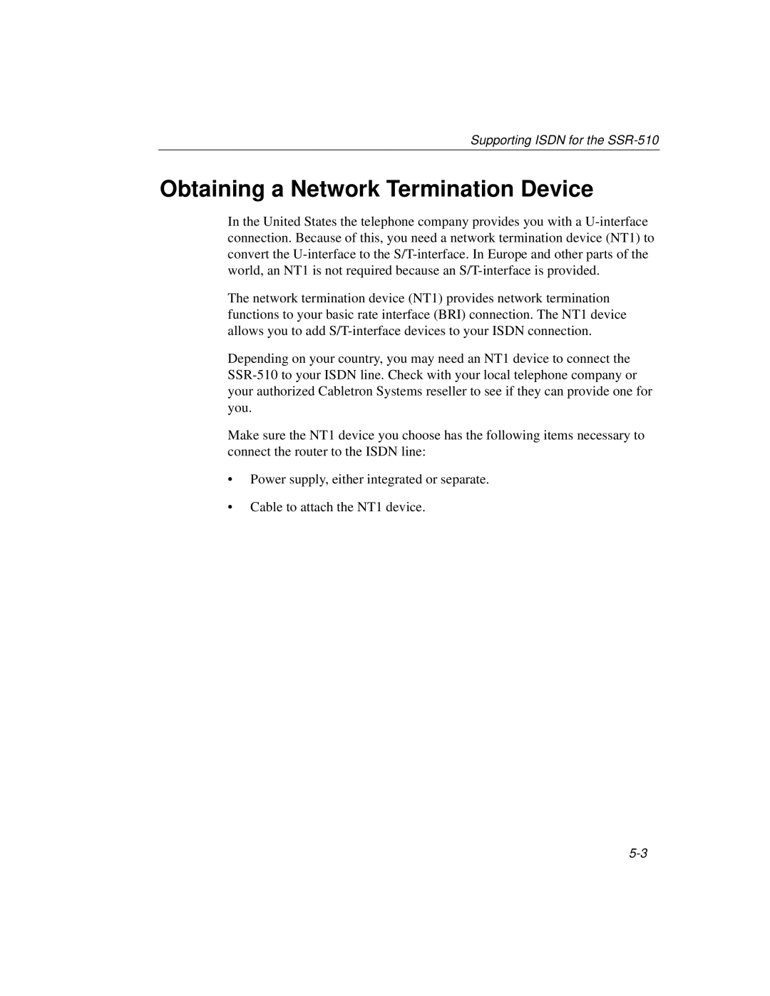 Cabletron Systems 520, 510 manual Obtaining a Network Termination Device 