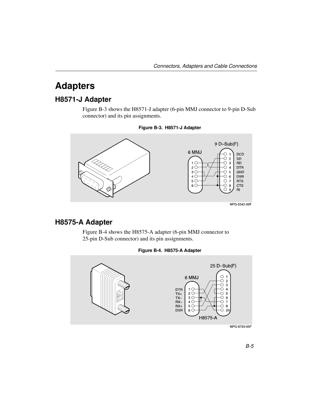 Cabletron Systems 520, 510 manual Adapters, H8571-J Adapter, H8575-A Adapter 