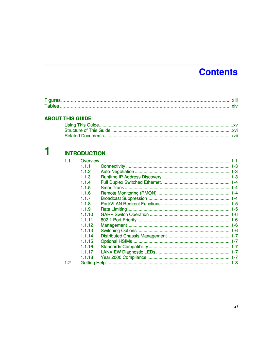 Cabletron Systems 6000 manual Contents, Introduction, Figures, xiii, Tables, About This Guide 