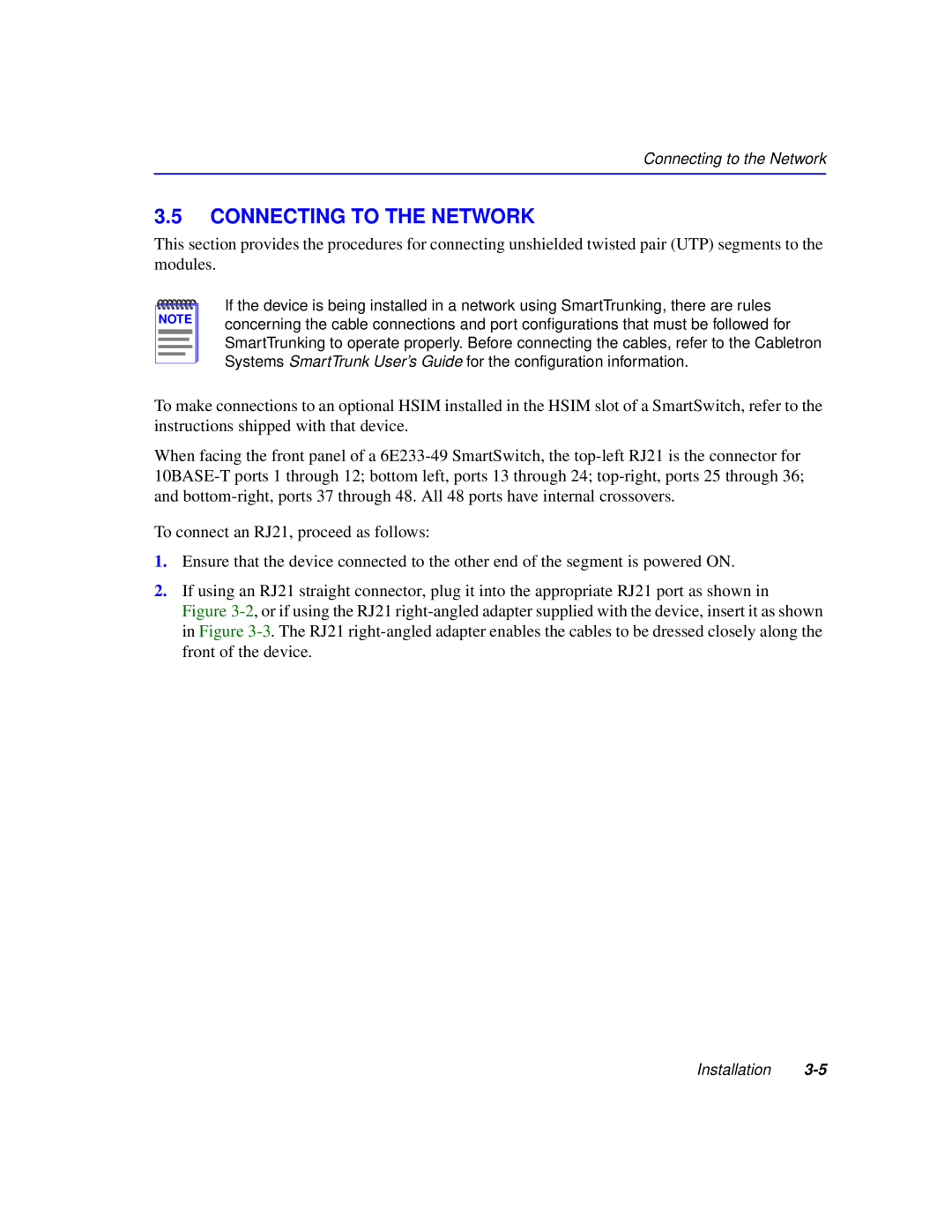 Cabletron Systems 6000 manual Connecting To The Network 