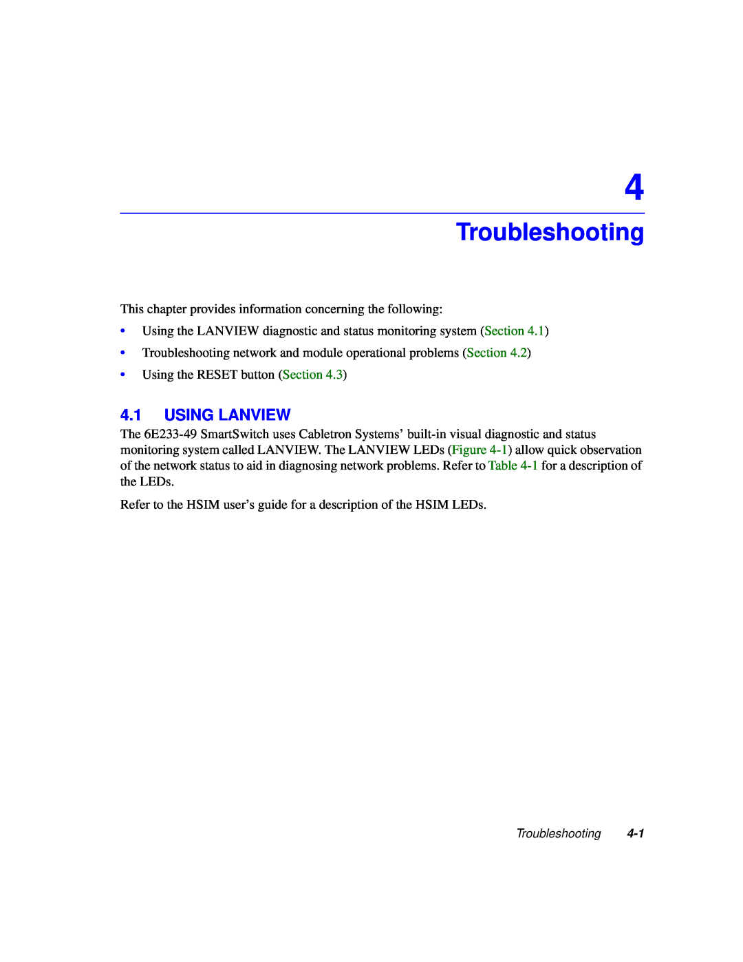 Cabletron Systems 6000 manual Troubleshooting, Using Lanview 