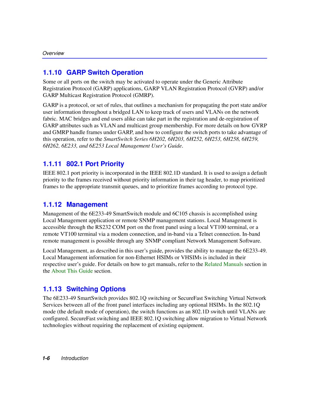 Cabletron Systems 6000 manual Garp Switch Operation 