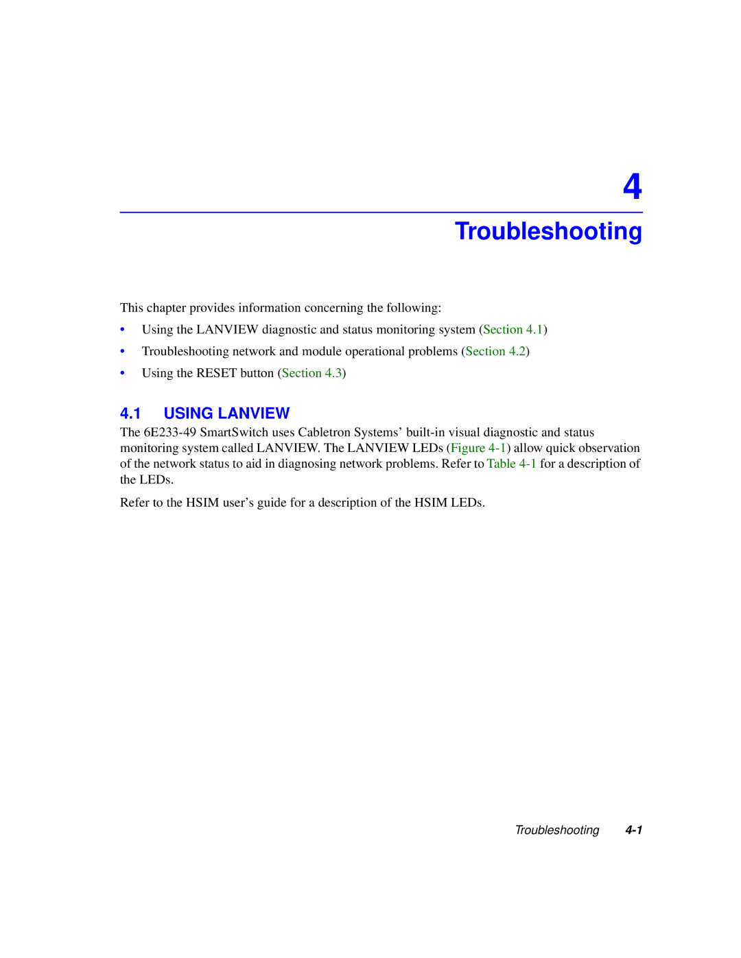 Cabletron Systems 6000 manual Troubleshooting, Using Lanview 