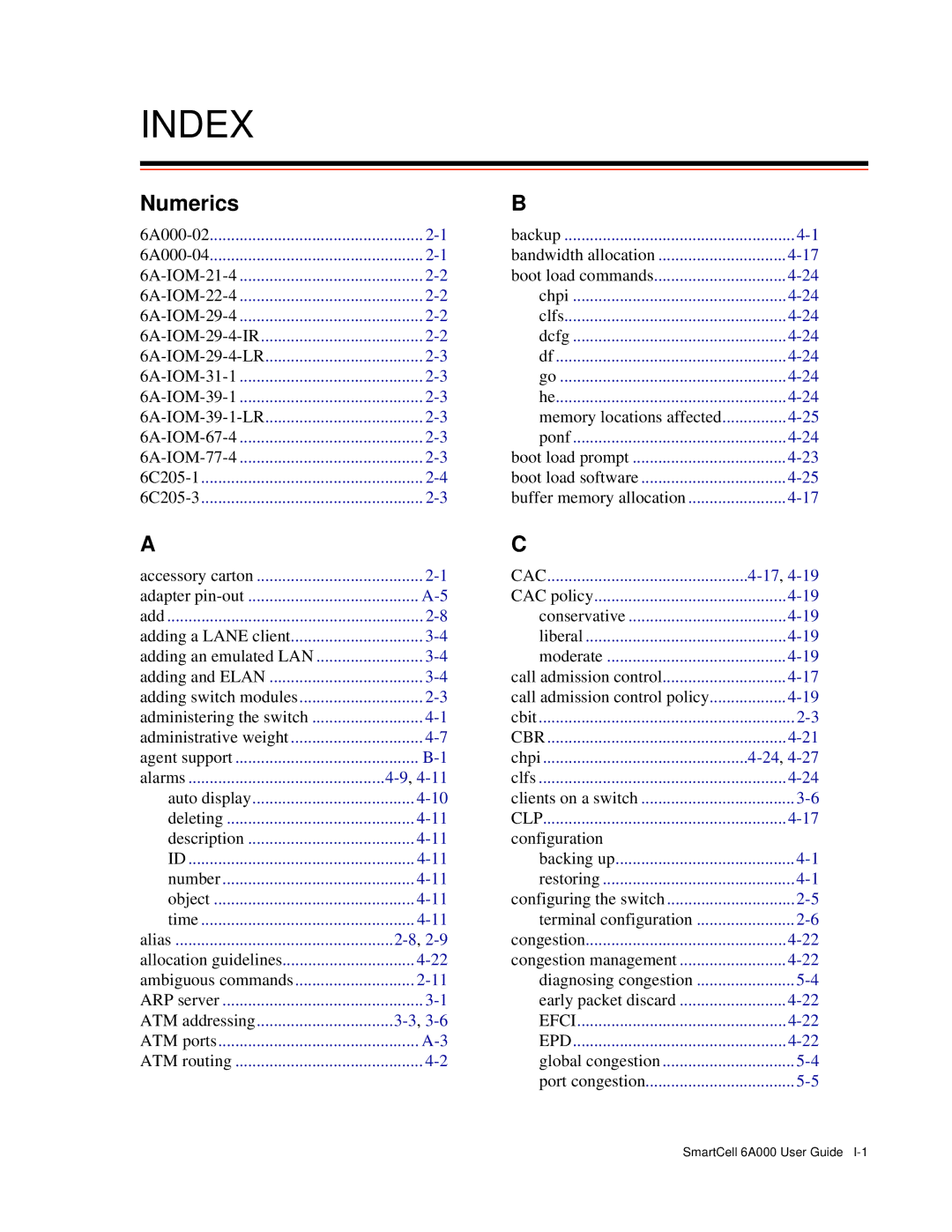 Cabletron Systems 6A000 manual Index, Numerics 