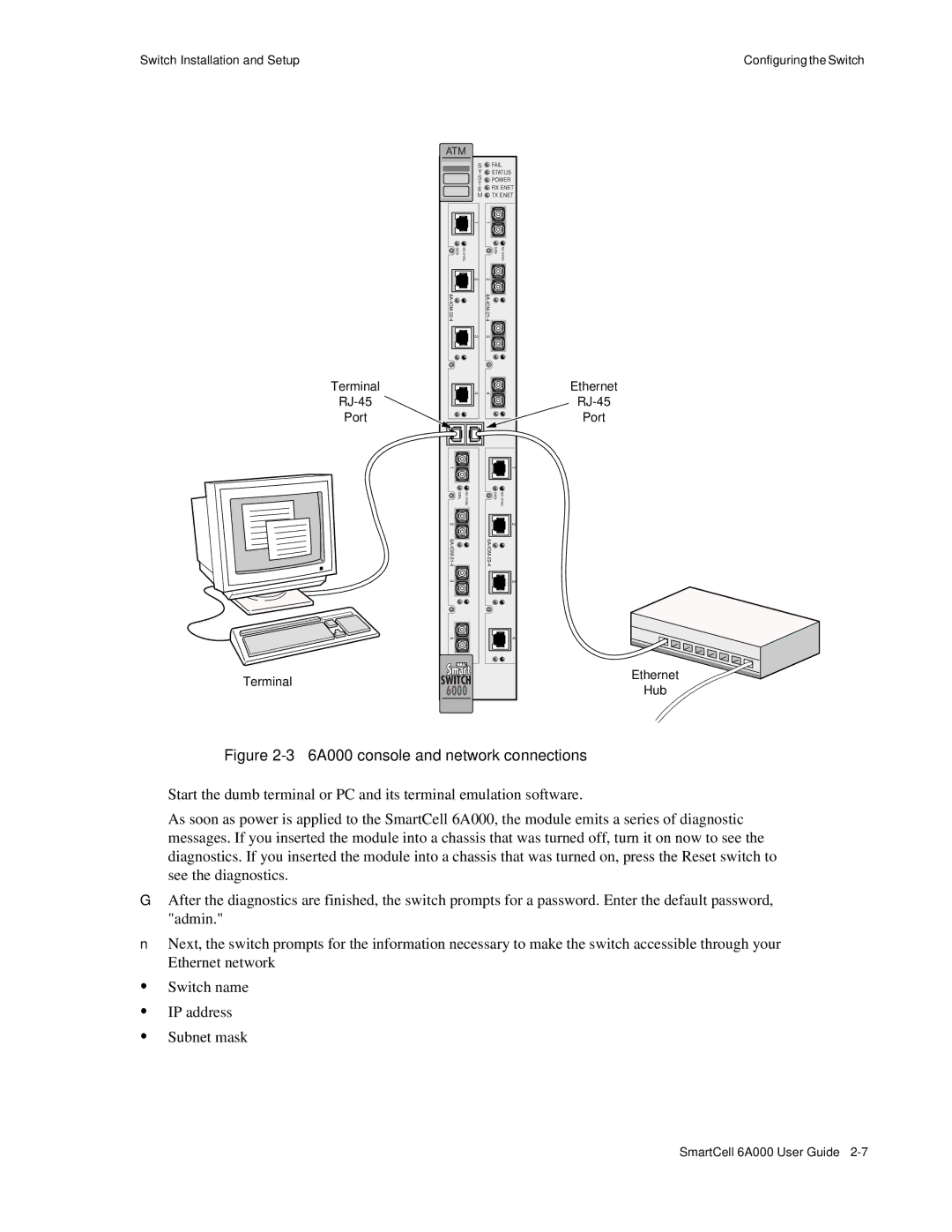 Cabletron Systems manual 6A000 console and network connections 