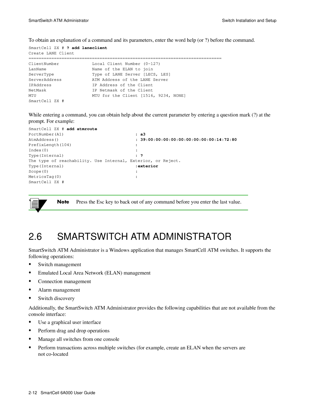 Cabletron Systems 6A000 manual Smartswitch ATM Administrator, SmartCell ZX # ? add laneclient, Exterior 