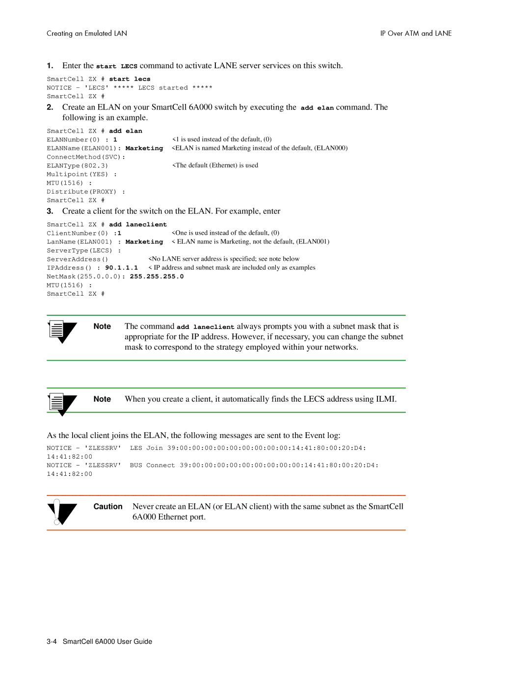 Cabletron Systems 6A000 manual No Lane server address is specified see note below 