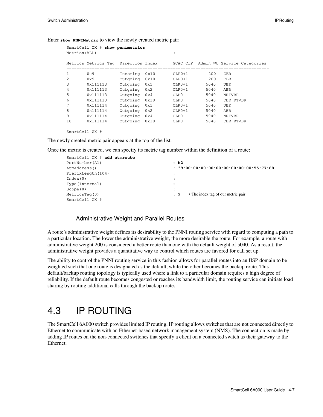 Cabletron Systems 6A000 manual IP Routing, # show Pnnimetrics 