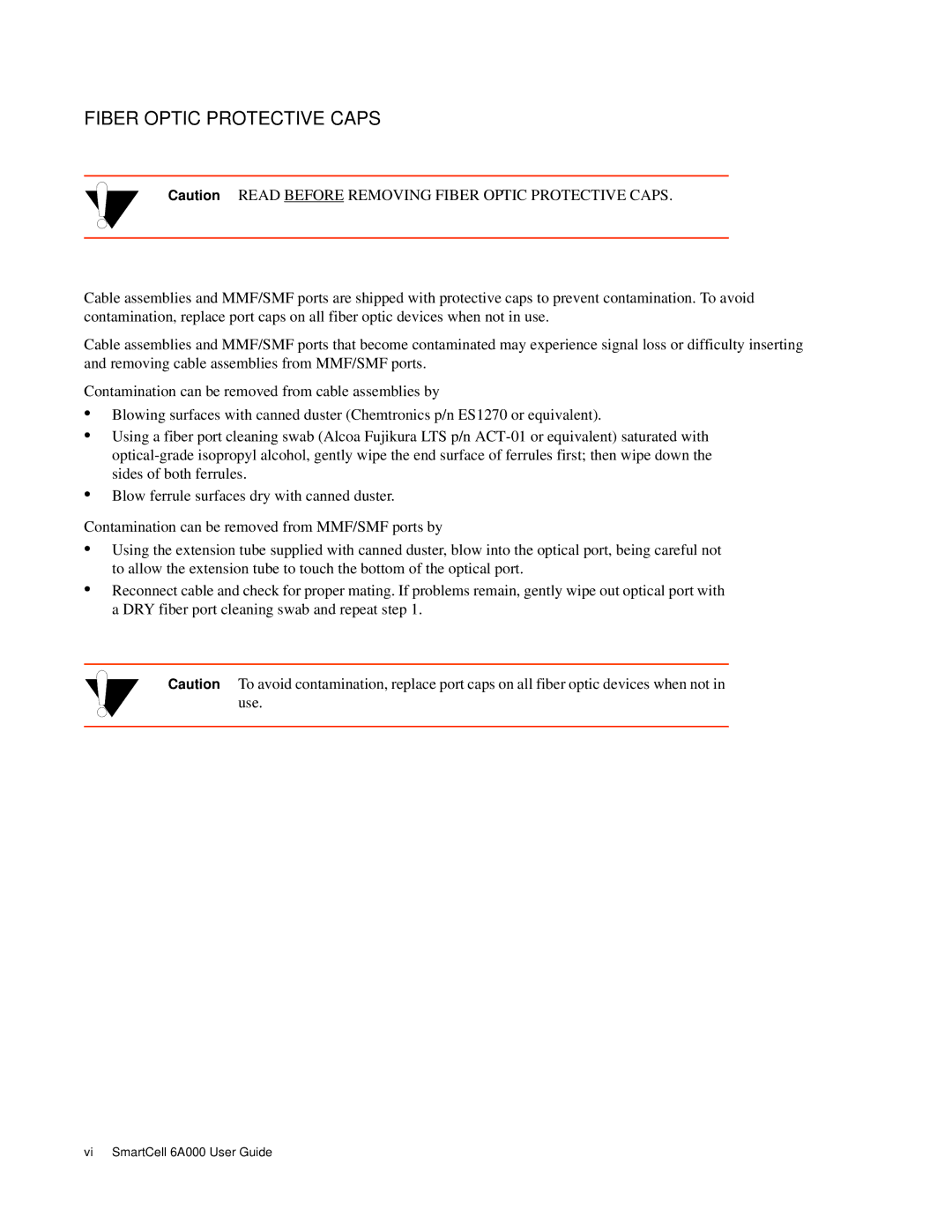 Cabletron Systems 6A000 manual Fiber Optic Protective Caps 