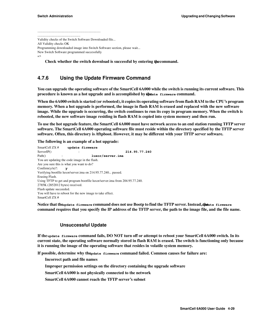 Cabletron Systems 6A000 manual Using the Update Firmware Command, 214.95.77.240 