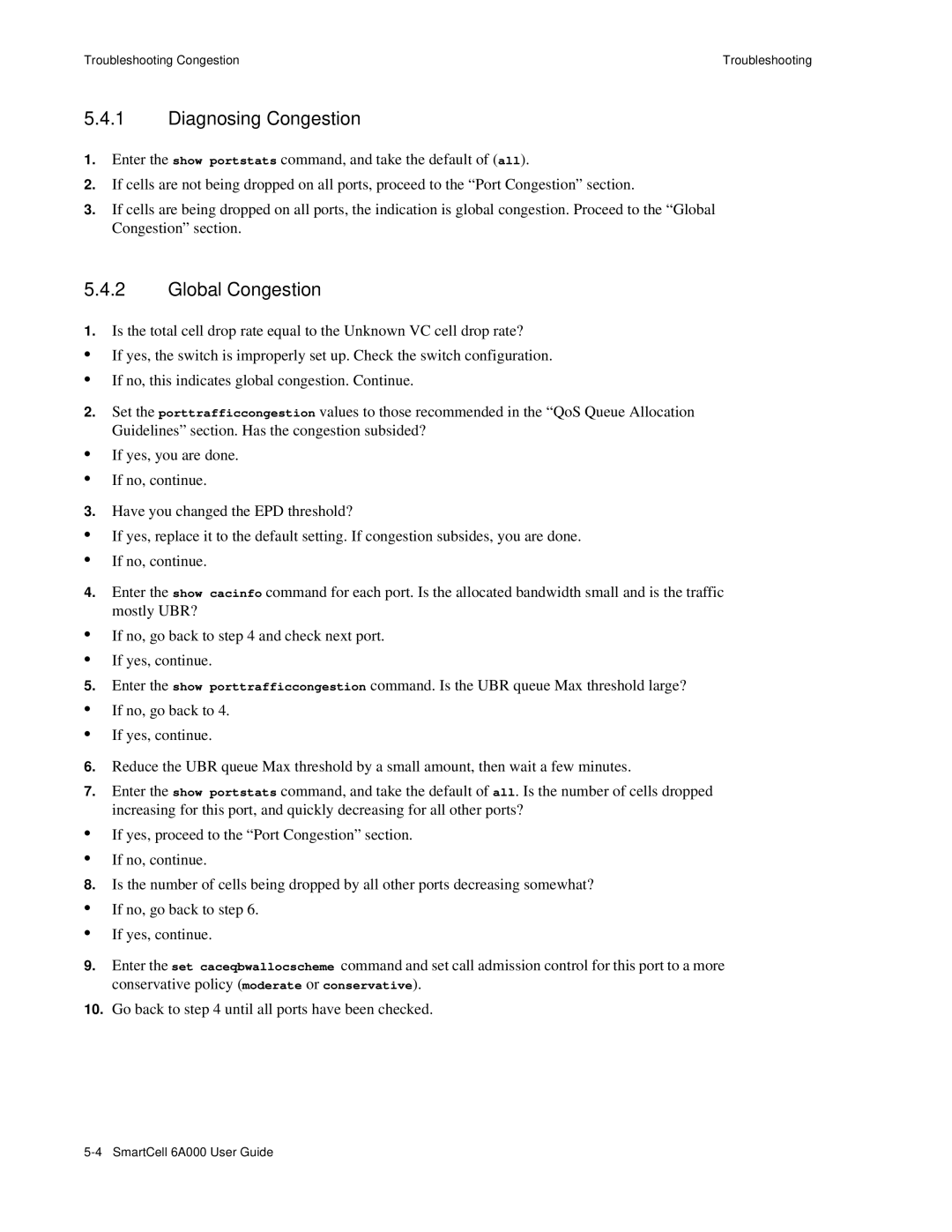 Cabletron Systems 6A000 manual Diagnosing Congestion, Global Congestion 