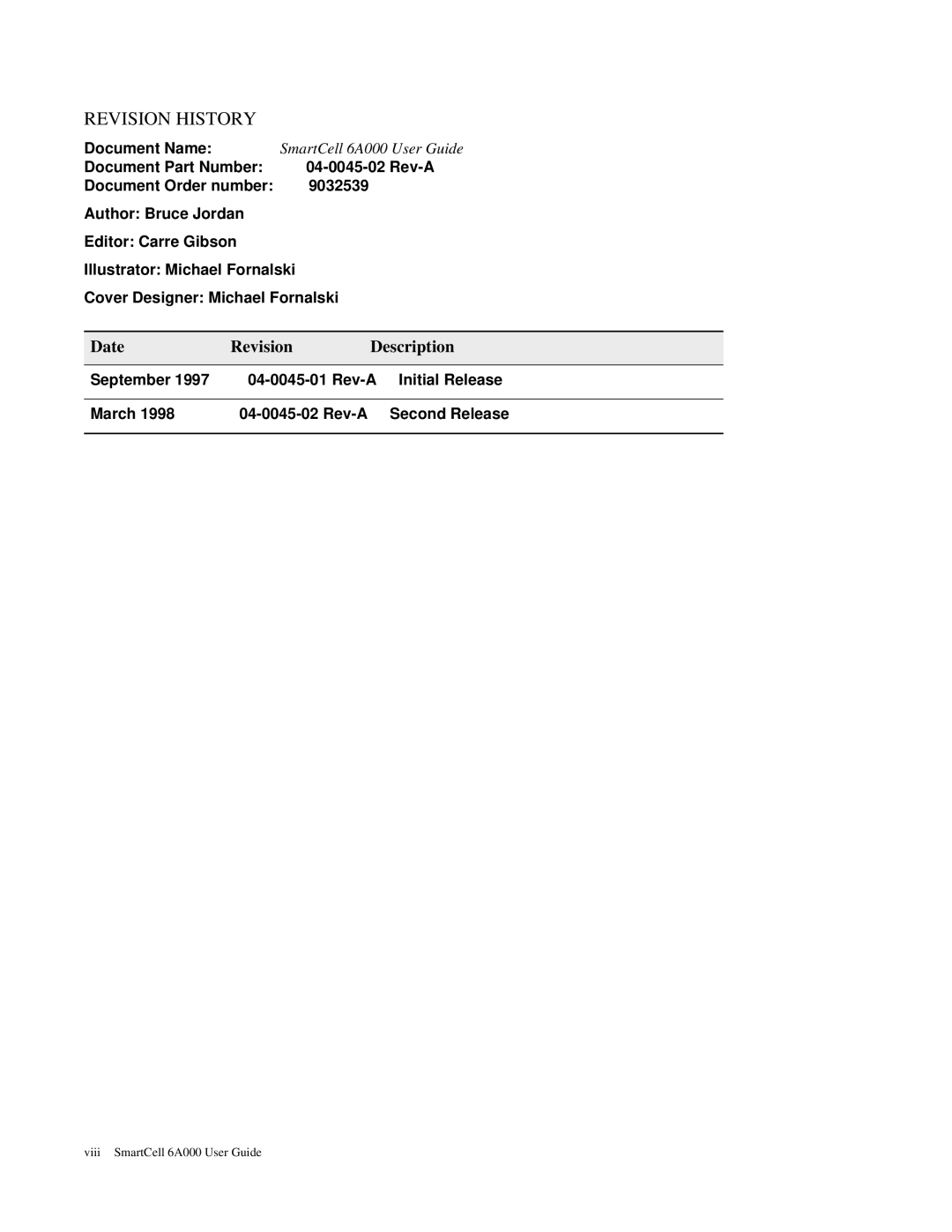 Cabletron Systems 6A000 manual Revision History 