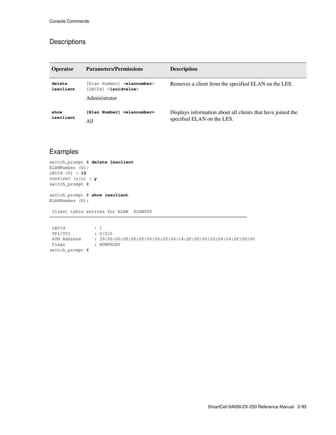 Cabletron Systems 6A000/ZX-250 manual Lesclient LECId lecidvalue, Nonproxy 