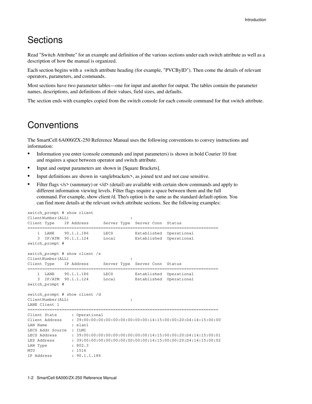 Cabletron Systems 6A000/ZX-250 manual Sections, Conventions 