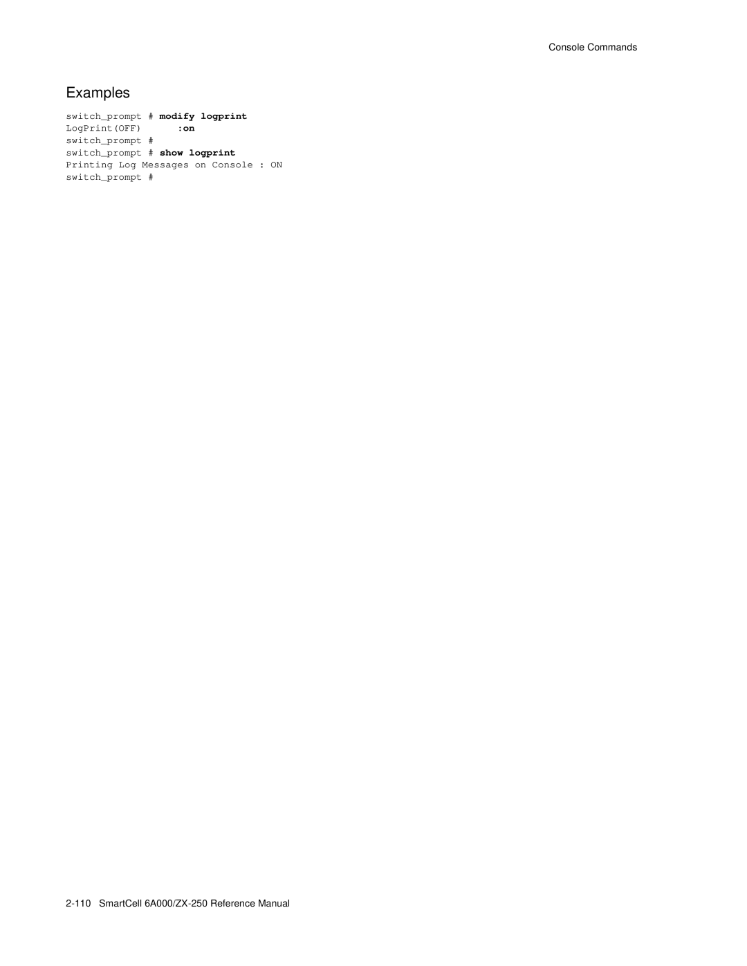 Cabletron Systems 6A000/ZX-250 manual Switchprompt # modify logprint 