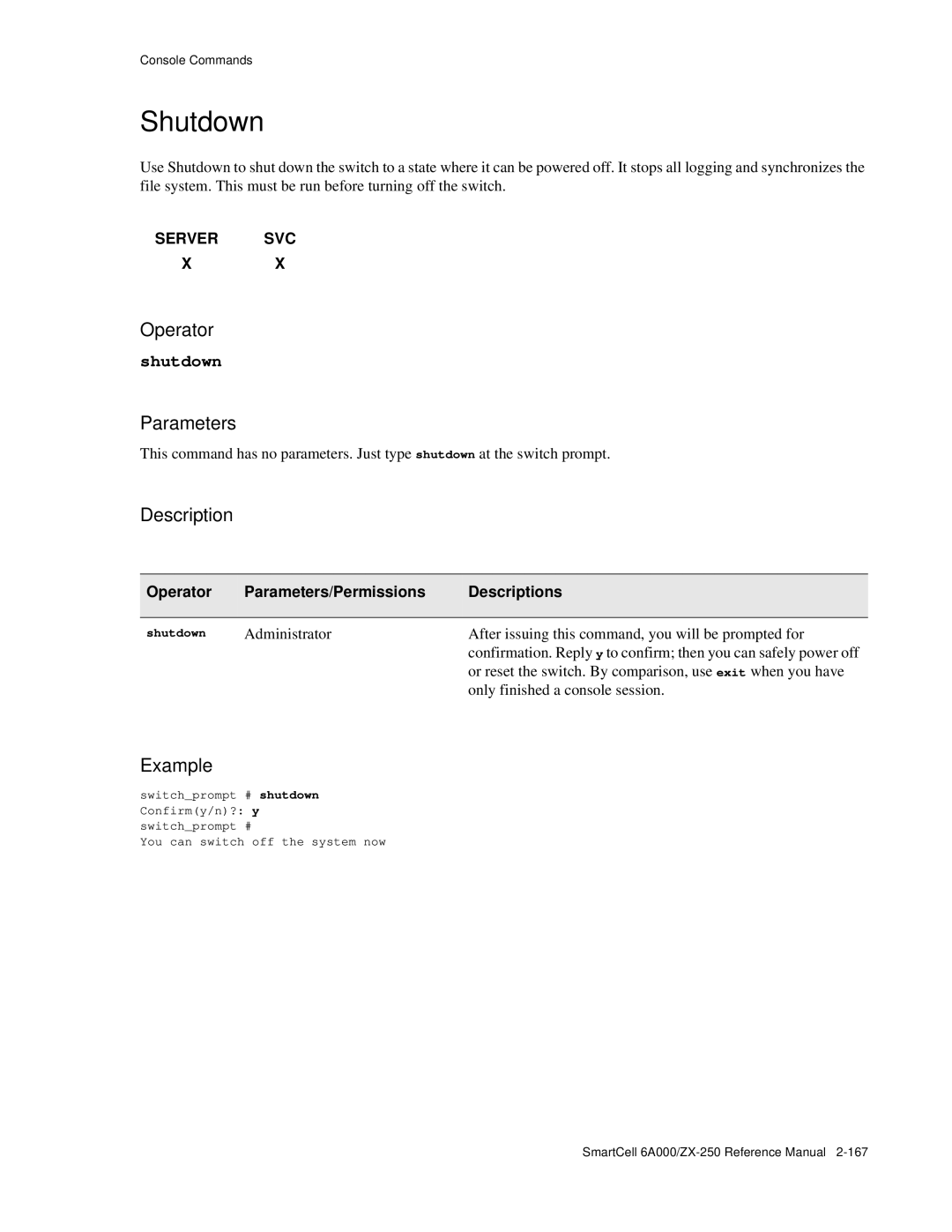 Cabletron Systems 6A000/ZX-250 manual Shutdown 