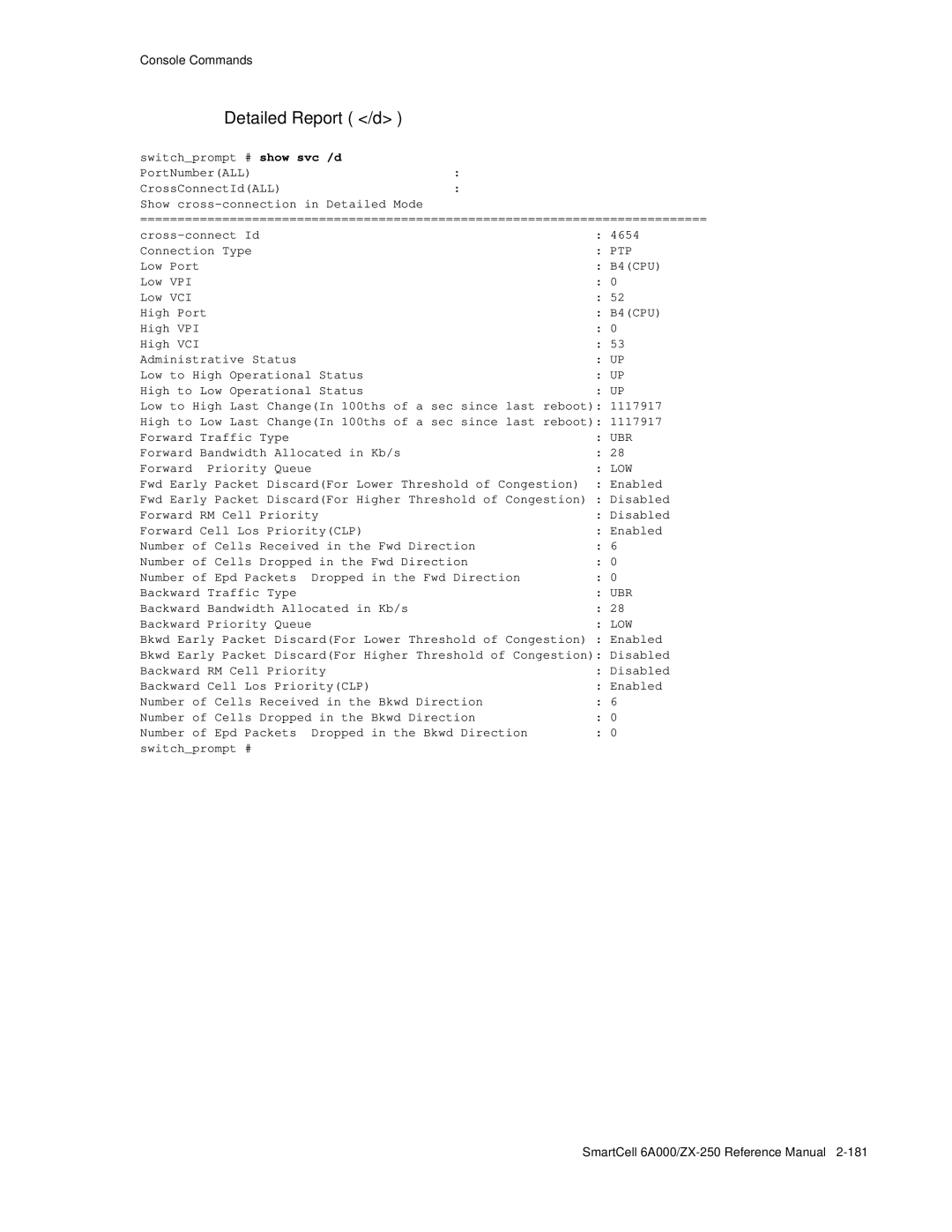 Cabletron Systems 6A000/ZX-250 manual Show svc /d, Low 