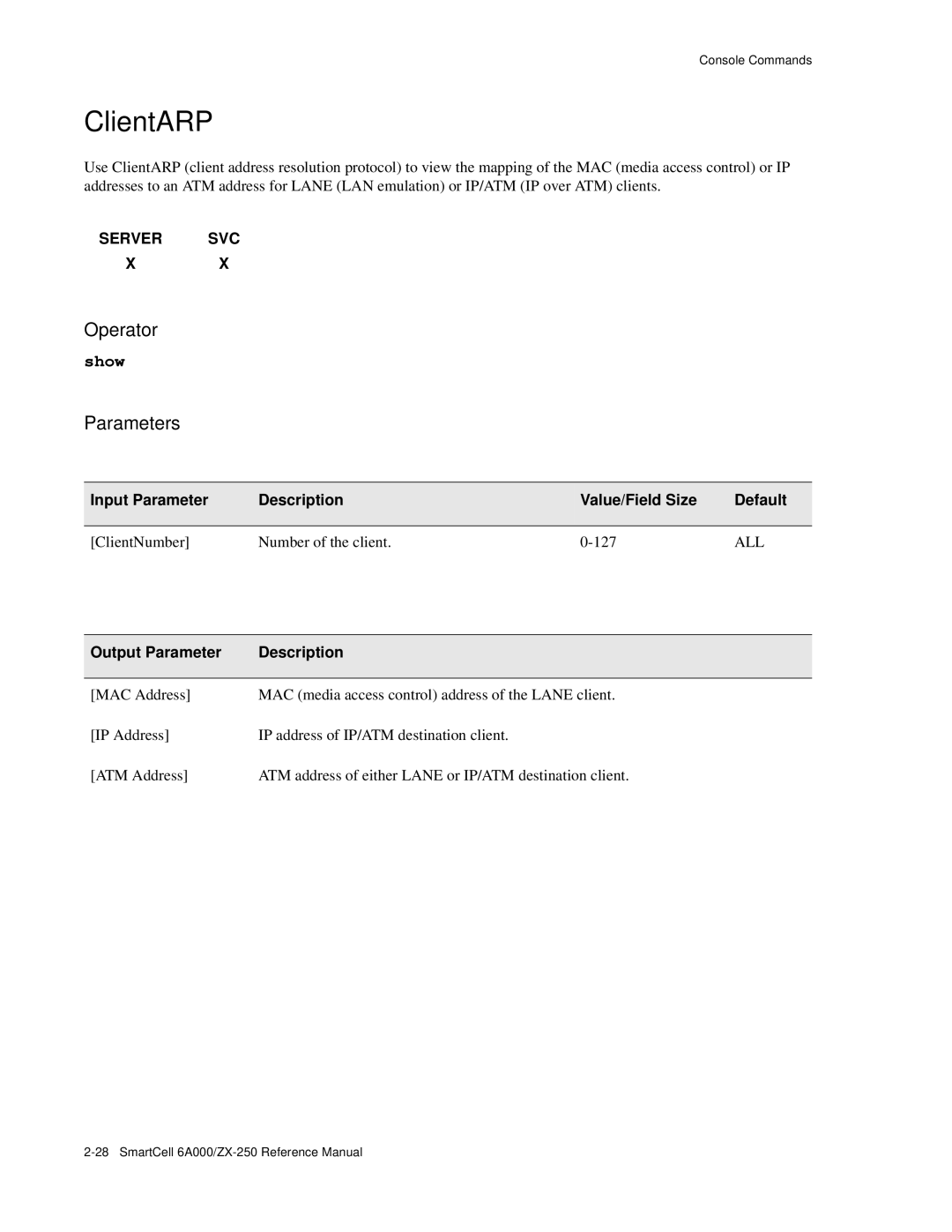 Cabletron Systems 6A000/ZX-250 manual ClientARP 