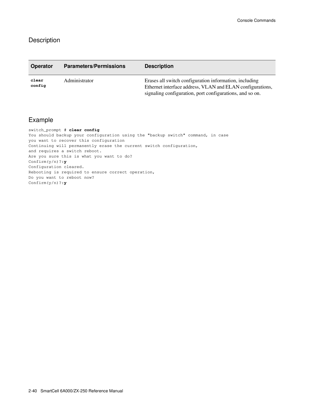 Cabletron Systems 6A000/ZX-250 manual Clear, Config 