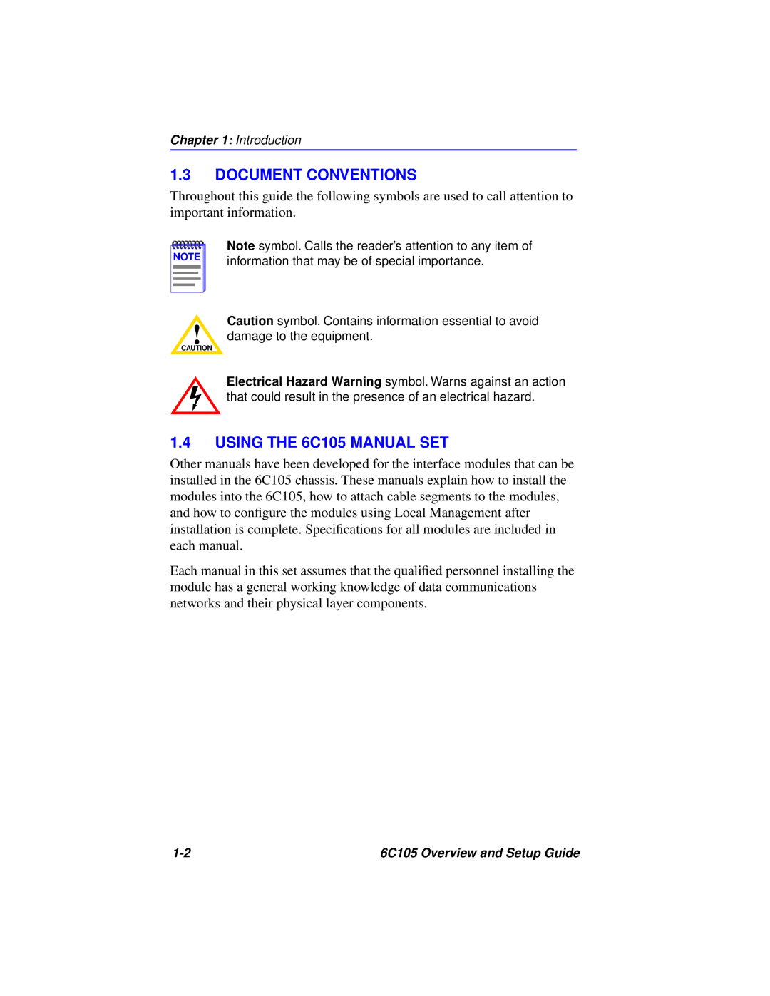 Cabletron Systems setup guide Document Conventions, USING THE 6C105 MANUAL SET, Introduction 