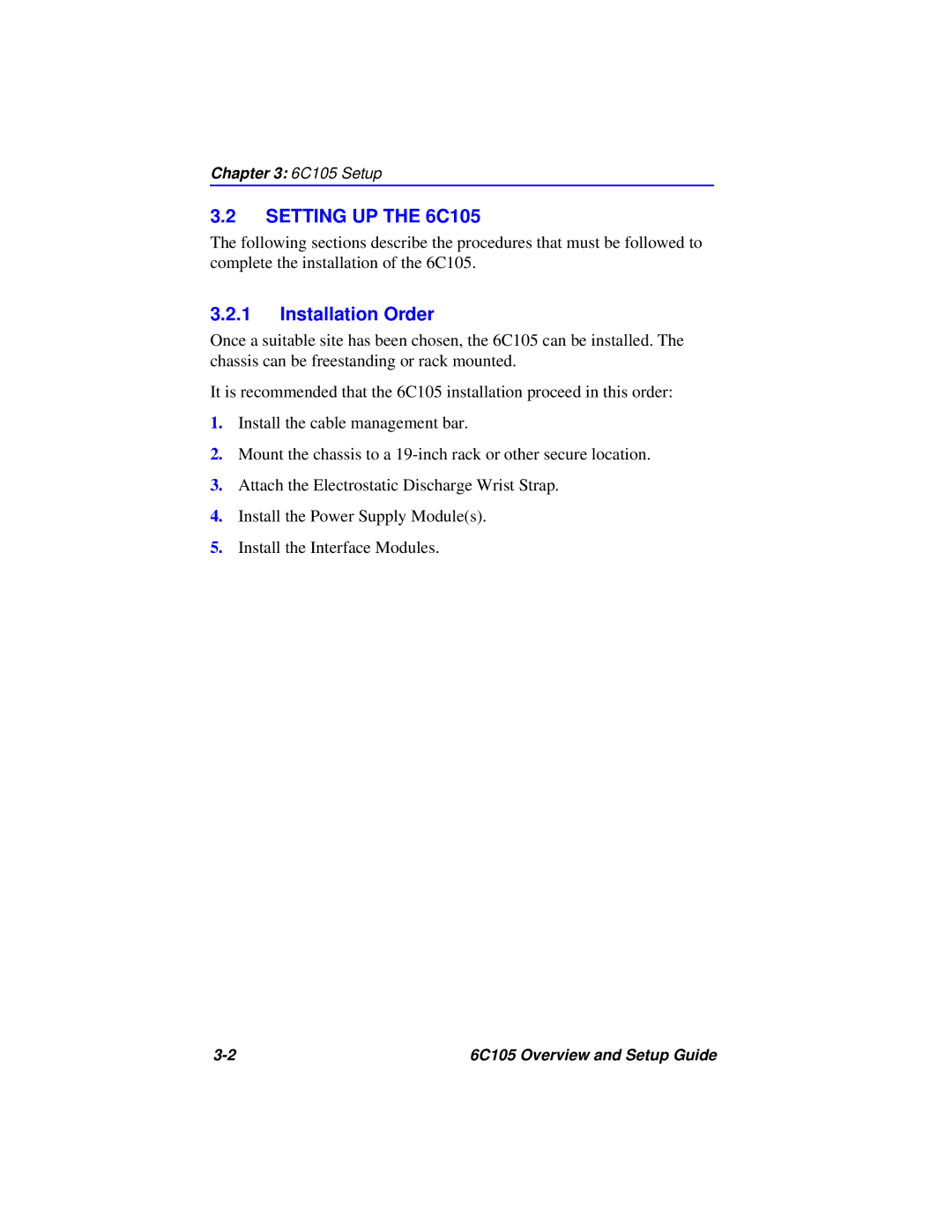 Cabletron Systems setup guide Setting UP the 6C105, Installation Order 