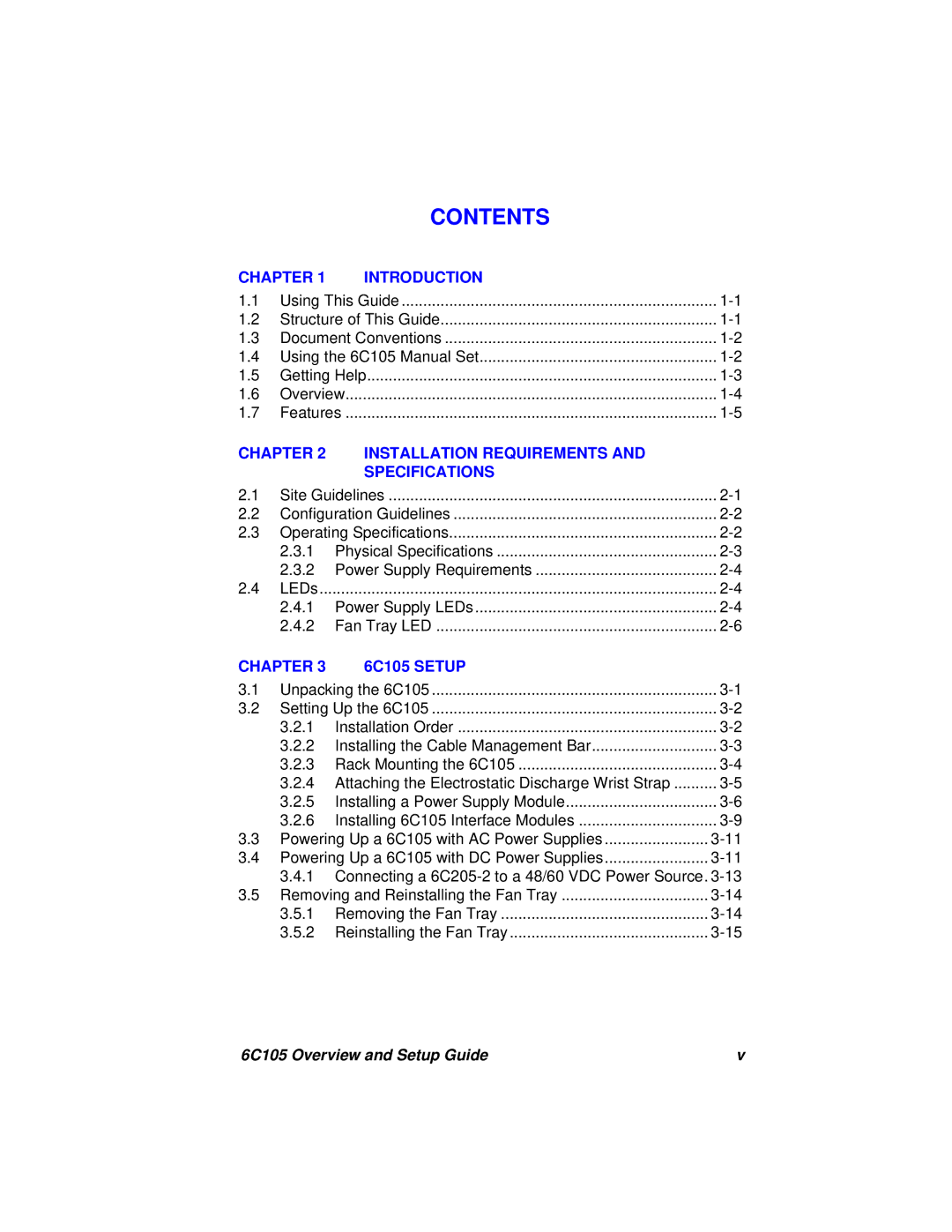 Cabletron Systems 6C105 setup guide Contents 